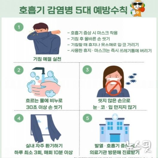 호흡기 감염병 5대 예방수칙 안내문