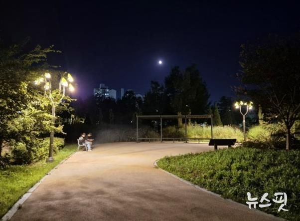 수원시 팔달구, 서호꽃뫼공원 디자인 공원등 설치