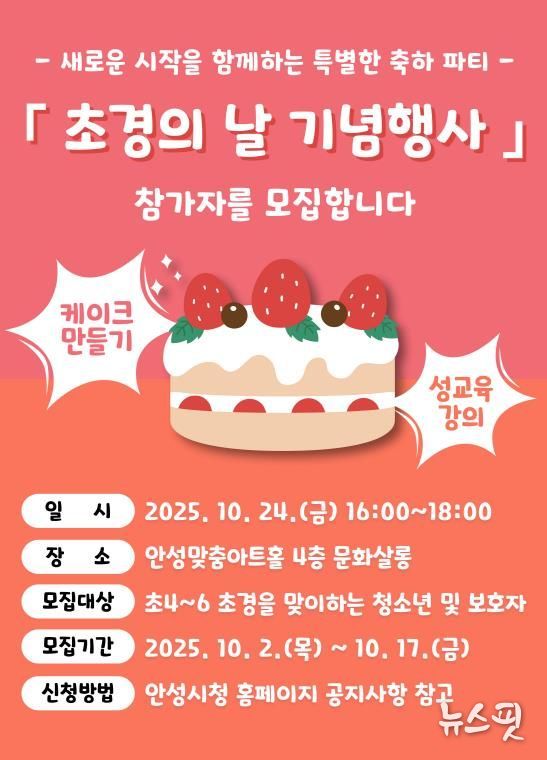 안성시, 2025년 제5회 초경의 날 기념행사 참여자 모집