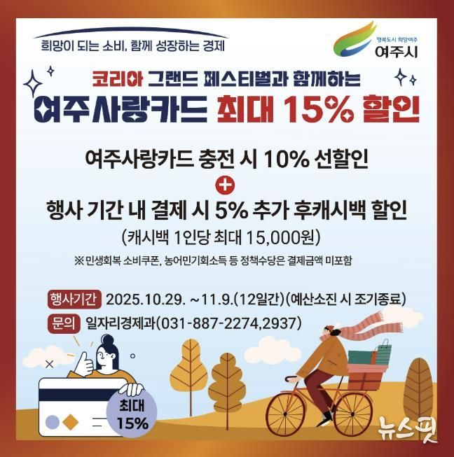 여주시, 코리아 그랜드 페스티벌 참여 ‘여주사랑카드 최대 15% 할인’