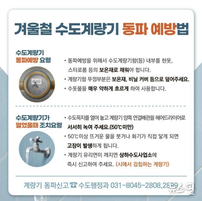 안양시, 겨울철 수도계량기 동파 방지 총력