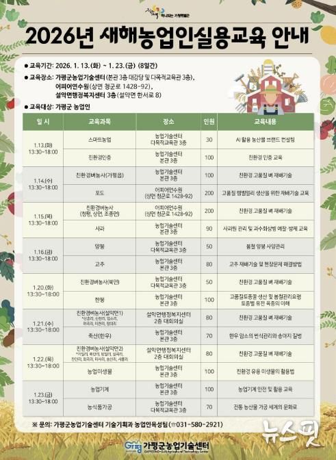 가평군, ‘새해농업인실용교육’ 현장성 강화