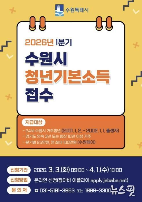 ‘수원특례시 2026년 1분기 청년기본소득’ 홍보물