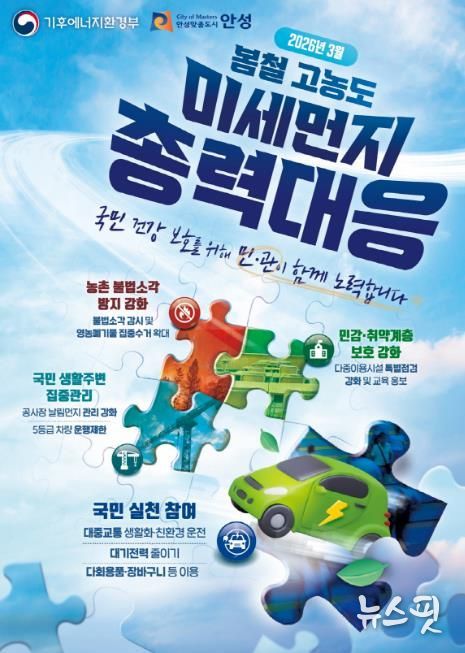 안성시, 3월 ‘봄철 고농도 미세먼지 총력대응’ 돌입