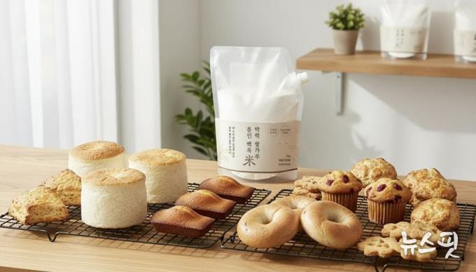 용인특례시는 ‘백옥쌀’을 활용한 제과용 ‘백옥미 박력 쌀가루’를 출시했다.(용인시 제공)