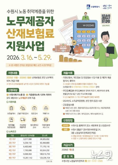 ‘2026년 상반기 노동 취약계층 노무제공자 산재보험료 지원사업’ 홍보물