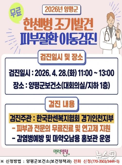 한센병 조기검진 피부질환 이동검진 주민 홍보문